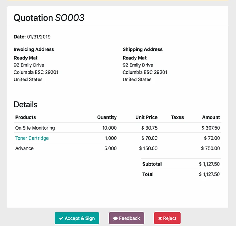 Odoo Sales Dashboard